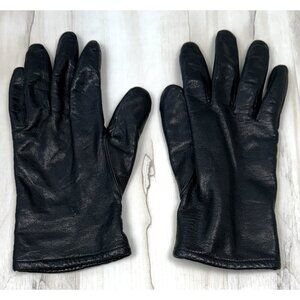VTG FOWNES Womens LARGE Black Genuine Supple Leather Lined GLOVES Winter WPL9522